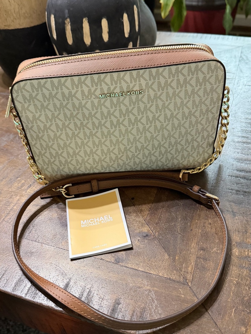 NWT Michael Kors Jet Set Large EW Crossbody Vanilla Blush Gold